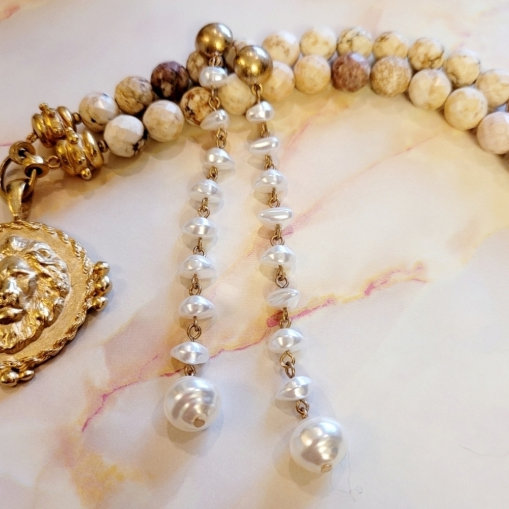 NWT Cultured Freshwater Pearl Strand Long Drop Gold Earrings